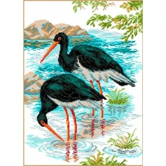 Ooievaars voorbedrukte Aida 29x40cm van STITCHCOMPANY mp-0558