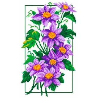 Clematis kruissteek bedrukte borduurstof 18x30cm van STITCHCOMPANY mp-0744