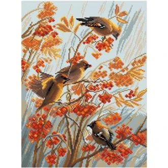 Vogels kruissteek bedrukte borduurstof 27x39cm van STITCHCOMPANY mp-1222