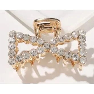 Gouden haarklem strikje strass