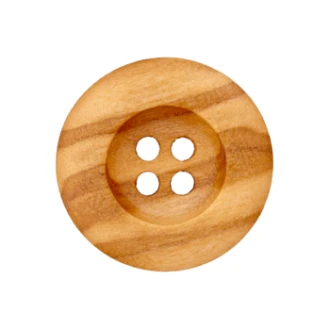 Houten knoop met vier gaatjes van UNION KNOPF 26882