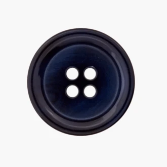 Polyester knoop blauw met randje van UNION KNOPF 40283 kl68