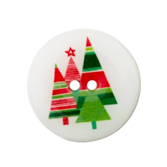 Kerstknoop met kerstbomen 28mm van UNION KNOPF 453741
