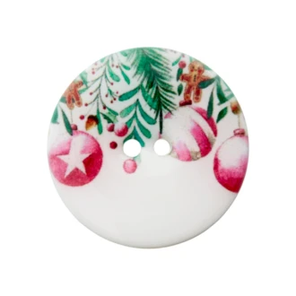 Kerstknoop met kerstballen 28mm van UNION KNOPF 453741