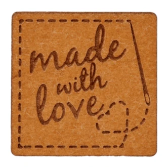 Papieren label Made with Love 20X20mm van UNION KNOPF 500936
