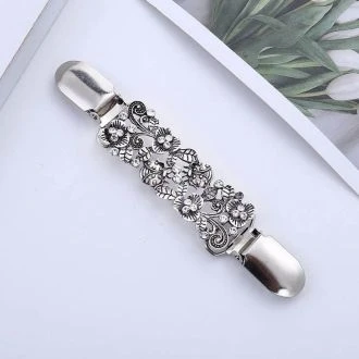 Vestklem ladybug flowers strass zilver 13x2.5cm