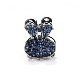 Konijn metalen haarklem met blauwe strass steentjes