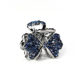 Vlinderdas metalen haarklem met blauwe strass steentjes