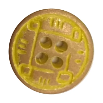 Metalen knoop geel met bruin 18mm van UNION KNOPF 46494