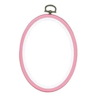 Borduurlijst ovaal 10x14cm 2 in 1 roze kunststof van VERACHTERT PN-0009447