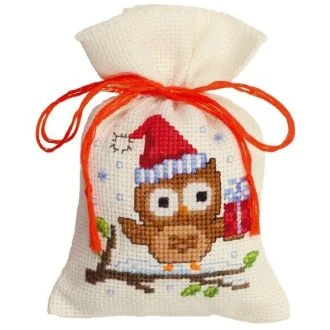 Kerstuil kruissteek borduurpakket zakje van VERVACO PN-0147603
