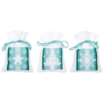 Turquoise kerst kruissteek borduurpakket set van 3 zakjes van VERVACO PN-0158101