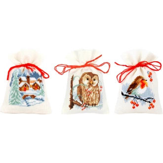 Kruissteek borduurpakket set van 3 kruidenzakjes Winter van VERVACO PN-0156823