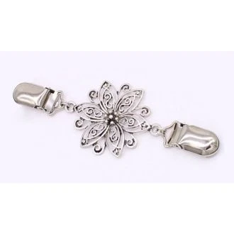 Vestklem lelie oud zilver 11.5x3.5cm