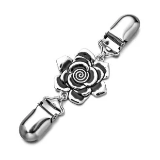 Vestklem Roos antiek zilver 11x4cm