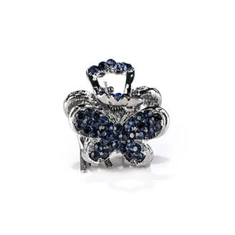 Vlinder metalen haarklem met blauwe strass steentjes