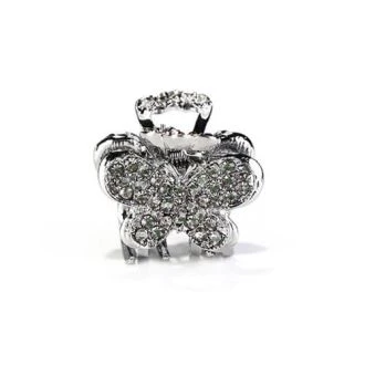 Vlinder metalen haarklem met groene strass steentjes