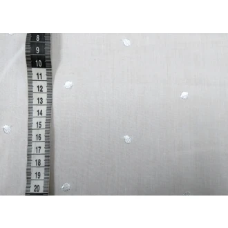 Witte stof met blaadjes 100% katoen 150cm breed