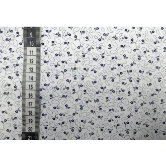 Witte stof met blauwe mini bloemen 100% katoen 140cm breed