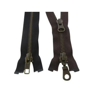 85cm Dubbel deelbaar brons metaal rits YKK