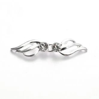 Silver strass bow tie haak en oog gesp