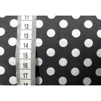Zwarte stof met grote stippen 100% katoen 140cm breed
