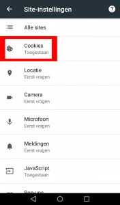 Android chrome cookies instellingen Android chrome cookies instellingen