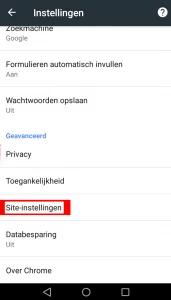 Android chrome site instellingen Android chrome site instellingen